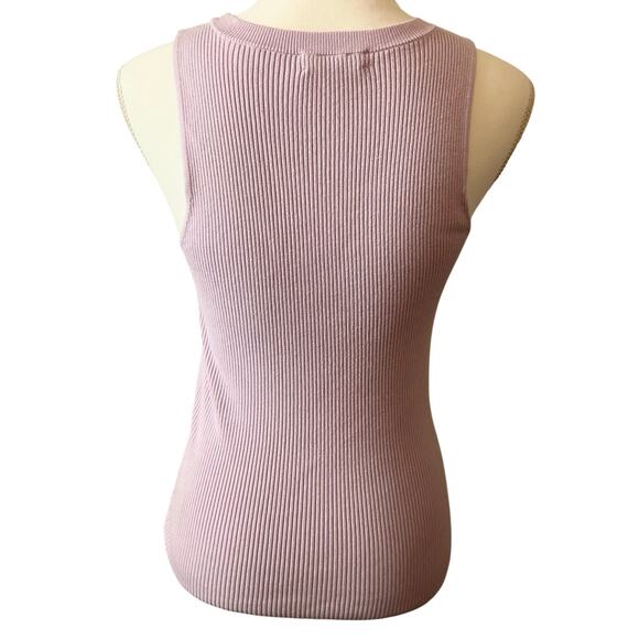 By Anthropologie Pastel Purple Cutout Fitted Ribbed Spring Tank Size Medium - Picture 3 of 6